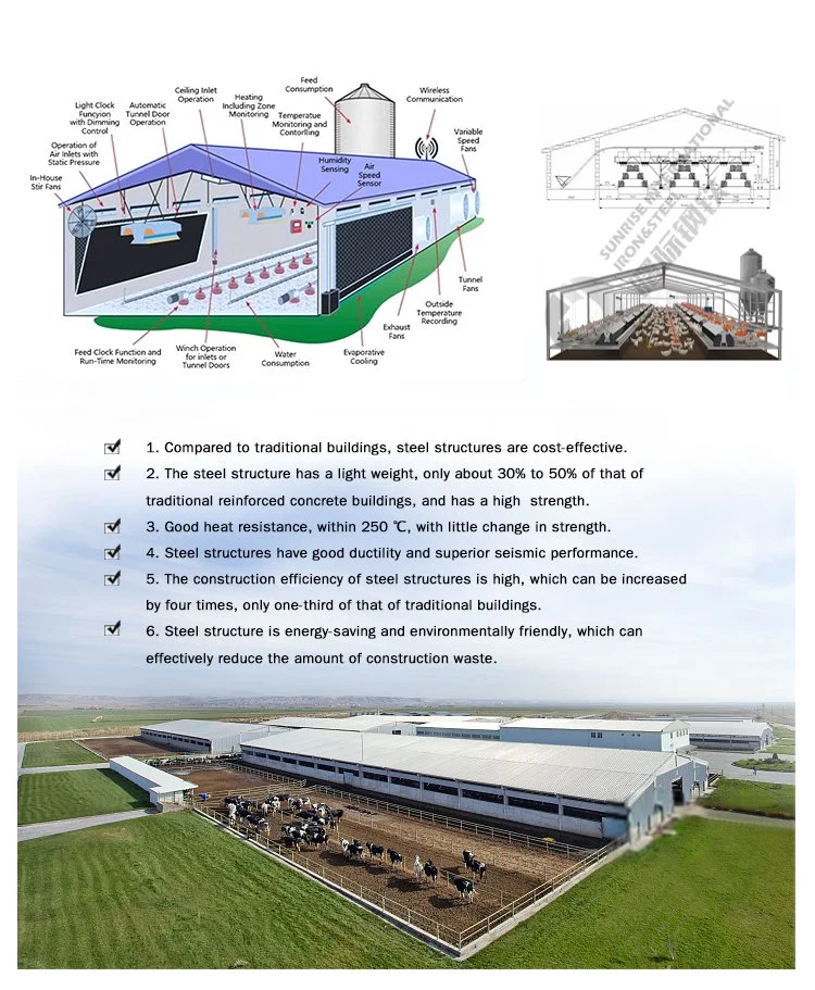 Factory-Made Modern Strong Chicken Farm Steel Structure Metal Duck House Steel Poultry Farm Building for Sale