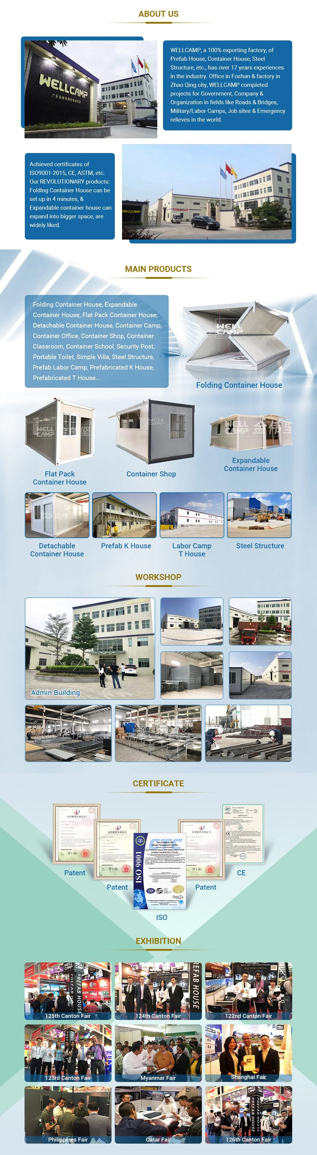 Low Cost 20FT Steel Frame Casas Modular Container House 3 Bedroom Sandwich Panel Detachable Container for Office Accommodation